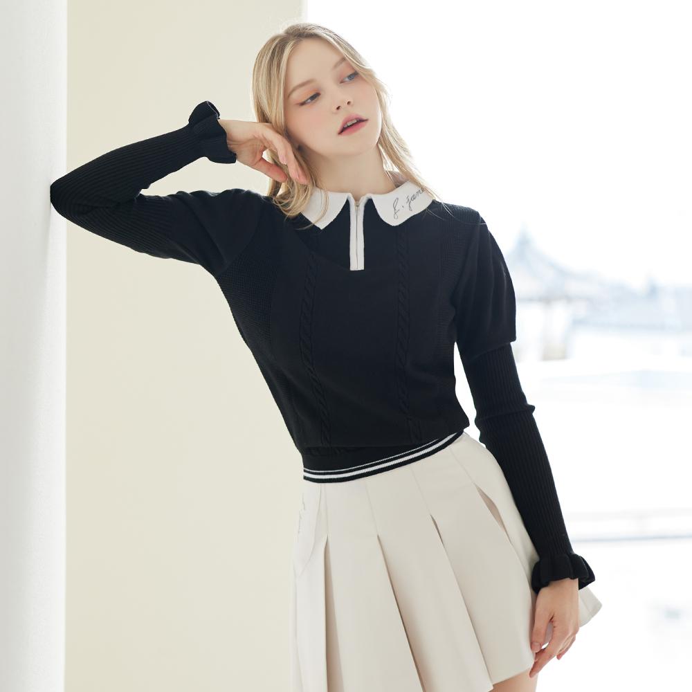 J.JANE Puff Sleeve Collar Knit (Black)
