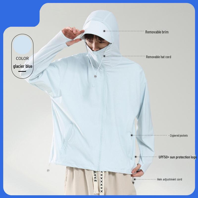 LULU OIOI Унисекс-куртка из ледяного шелка с широкими полями, с защитой от УФ-излучения, тонкая и дышащая для летнего отдыха на открытом воздухе.