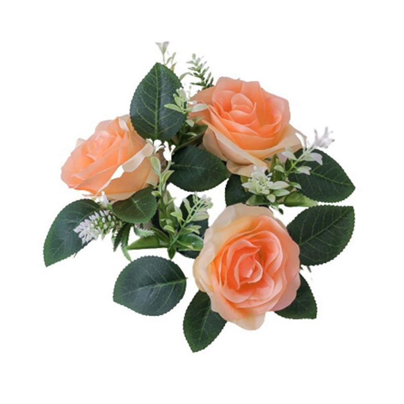 2 шт. Подсвечник Искусственный Подсвечник Гирлянда Мини Искусственные Цветы Розы Свадебные Украшения Венок для Свечей для Столбовых Свечей Венок из Искусственных Цветов