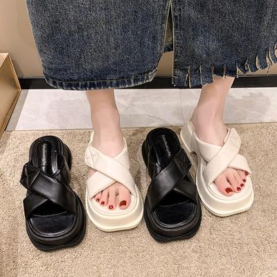 Милые шлепанцы, женские шлепанцы, необычные туфли на высоком каблуке на толстой подошве, обувь на плоской платформе, женские летние шлепанцы, большие размеры, Zapatillas Mujer