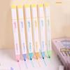 6pcs Double Head Fluorescent Pens Set Two Color Highlighter Spot Liner Marker Drawing Office School