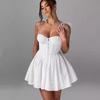 Женские однотонные мини-платья с оборками для выпускного вечера, пикантное женское вечернее платье-баллон на подтяжках, женское классическое платье на день рождения в стиле Золушки с завышенной талией