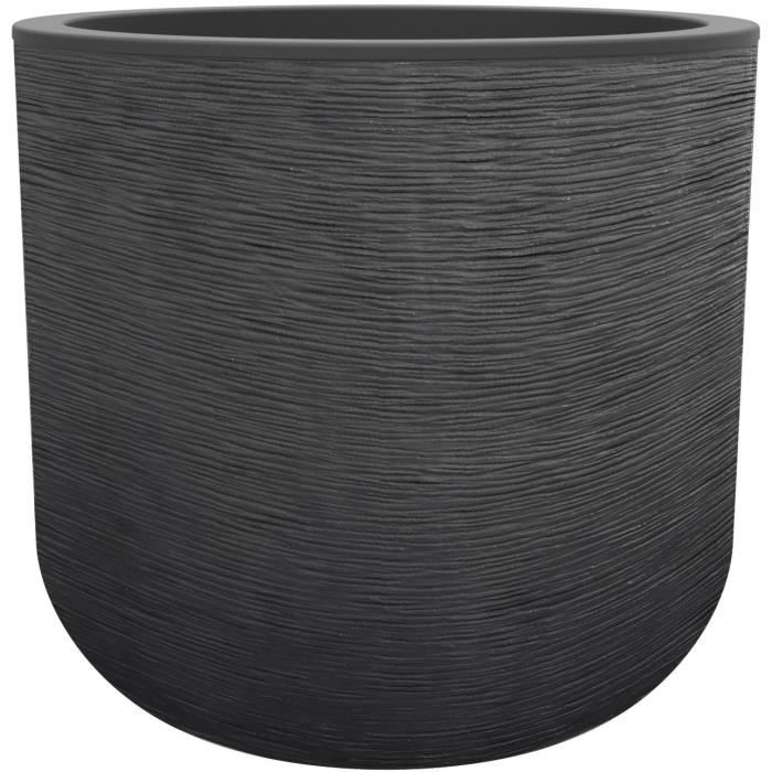 Pot de fleurs Rond 50 cm - EDA - Graphit Up - 67 L - Intérieur/ Extérieur - Décor Graphique - Ø 48,5 x H. 46,2 cm - Gris anthracite