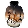 Fashion Horse 3D Print Hoodies Animal Pullover Hooded Sweatshirts Casual Cartoon Long Sleeve Shirts