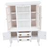 Miniature Cabinet Wooden 1/12 Scale Dollhouse Bookcase Cupboard with Openable Door Drawer for Room