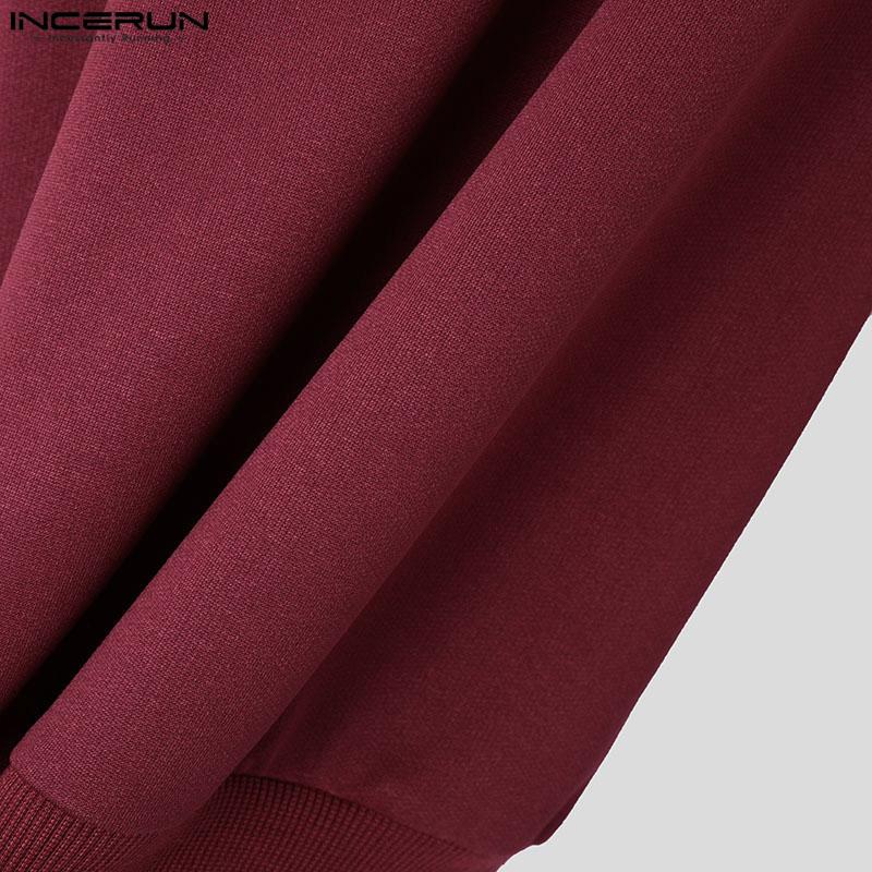 INCERUN Men Bow Knot Long Sleeve Casual Solid Round Neck Pullovers Sweatshirts