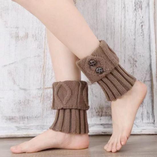 Women Leg Warmers Knitted Gaiters with Buttons Warm Boot Cuff Sock Girl Short Boot Cuffs for Autumn Winter Daily Outings Street Dating