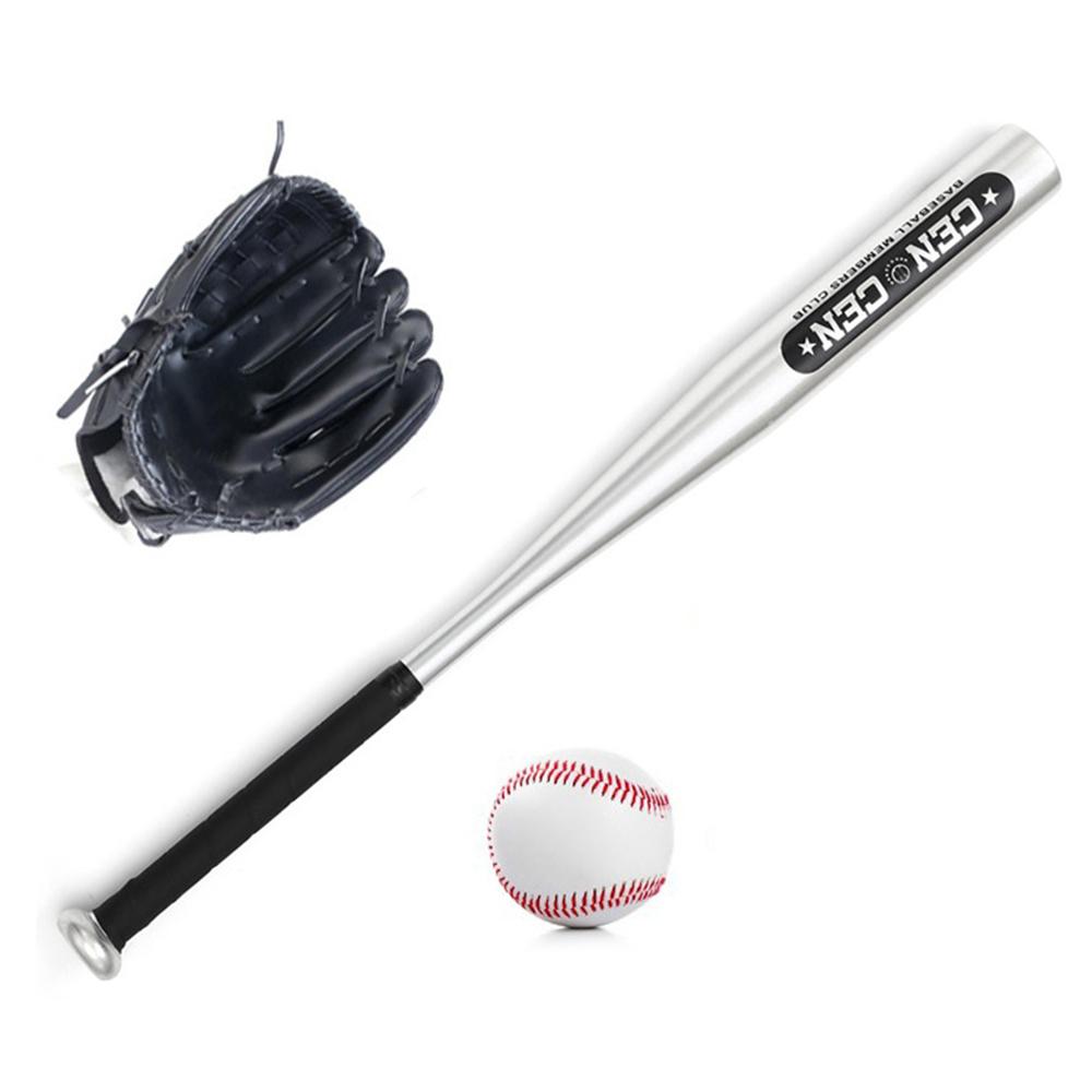 Baseball Balls Set Baseball Bat+Baseball+Baseball Gloves 25in Aluminum Alloy Baseball Bat 10.5in