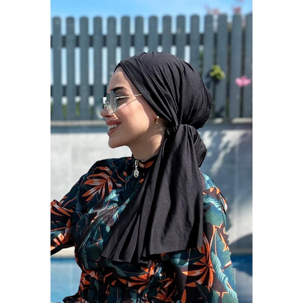 Цельный шарф и чепчик в виде шали из купальникной ткани Rbe 012