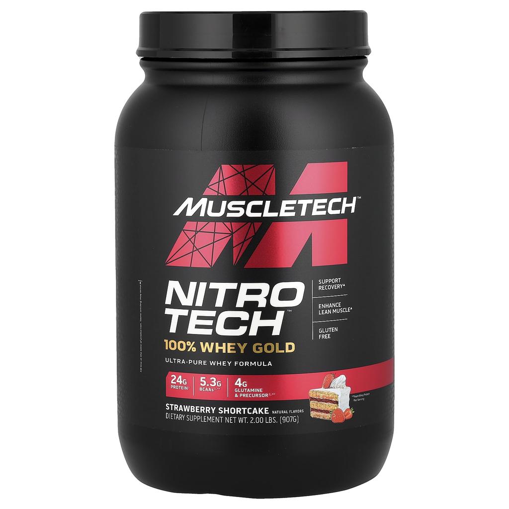 Muscletech Nitro-Tech® 100% Whey Gold, Strawberry Shortcake, 2 Lbs (907 G)
