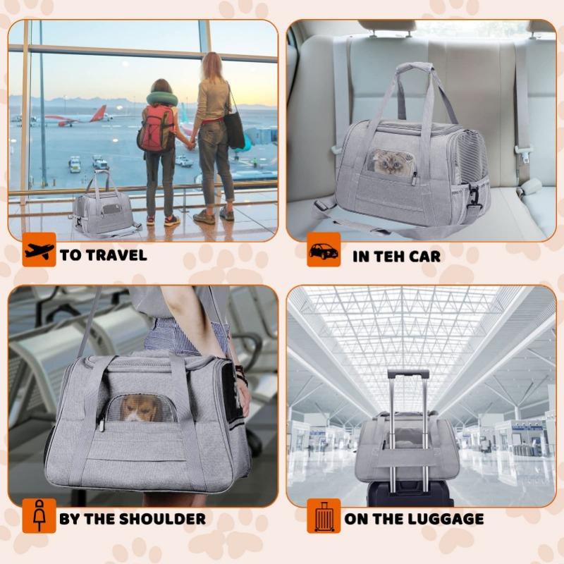 Foldable Cat Bags Soft-Sided Portable Dog Carrier Mesh Breathable Carrier Bags Foldable Cats Handbag Travel Pet Bag Transport Bag