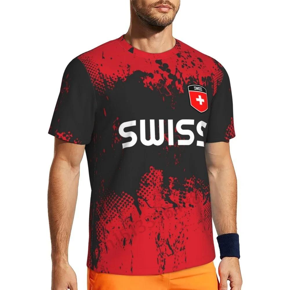 Switzerland Swiss SUISSE Soccer Football Tshirt Print 3D Flag National JERSEY CHEER Training Round Neck Unisex Men Women Sport Short Sleeve Uniform