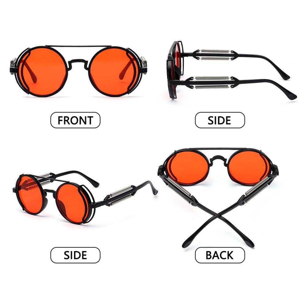 Солнцезащитные очки в готическом стиле с двойными пружинными дужками, панк, стимпанк, круглые солнцезащитные очки, мужские очки, солнцезащитные очки