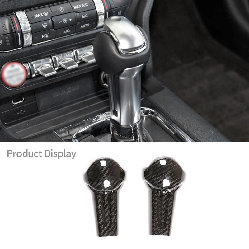 For Ford Mustang 2015-2020 Real Carbon Fiber Auto Gear Shift Knob Head Decorative Protective Shell Cover Sticker Car Accessoires