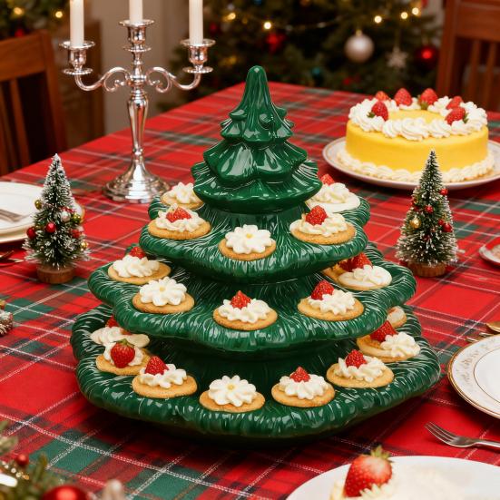 Дерево из фаршированных яиц, декоративное блюдо для фаршированных яиц, зеленая смола, форма рождественской елки, многоразовый праздничный держатель для яиц для фаршированных яиц, праздничное украшение стола