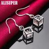925 Sterling Silver Square AAA Zircon Earrings Jewelry