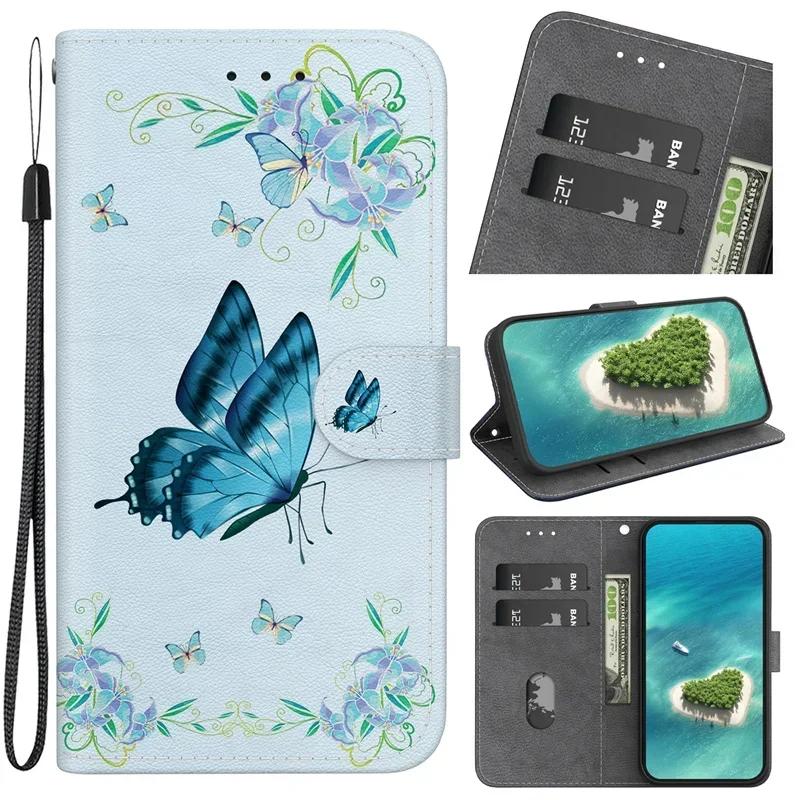 Новый покрашенный чехол-бумажник для Xiaomi Poco M6 X6 C65 Pro, чехол-книжка Xiomi Mi PocoM6 PocoX6 Pro PocoC65 с рисунком 'Мультяшный цветок', кожаная обложка
