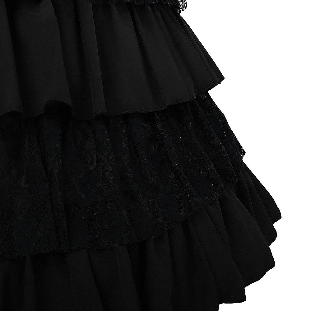 Halloween Retro Gothic Jumpsuit Party Princess Court Plus Size Women's Cosplay Costume Women's Fashion Ball Party Black Long Dress