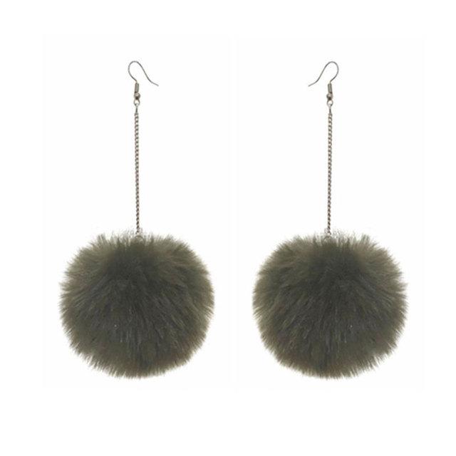 New Big Pompom Drop Earrings Fashion Soft Rabbit Fur Ball Pompom Pendant Long Dangle Earrings For Women Girl Party Gifts