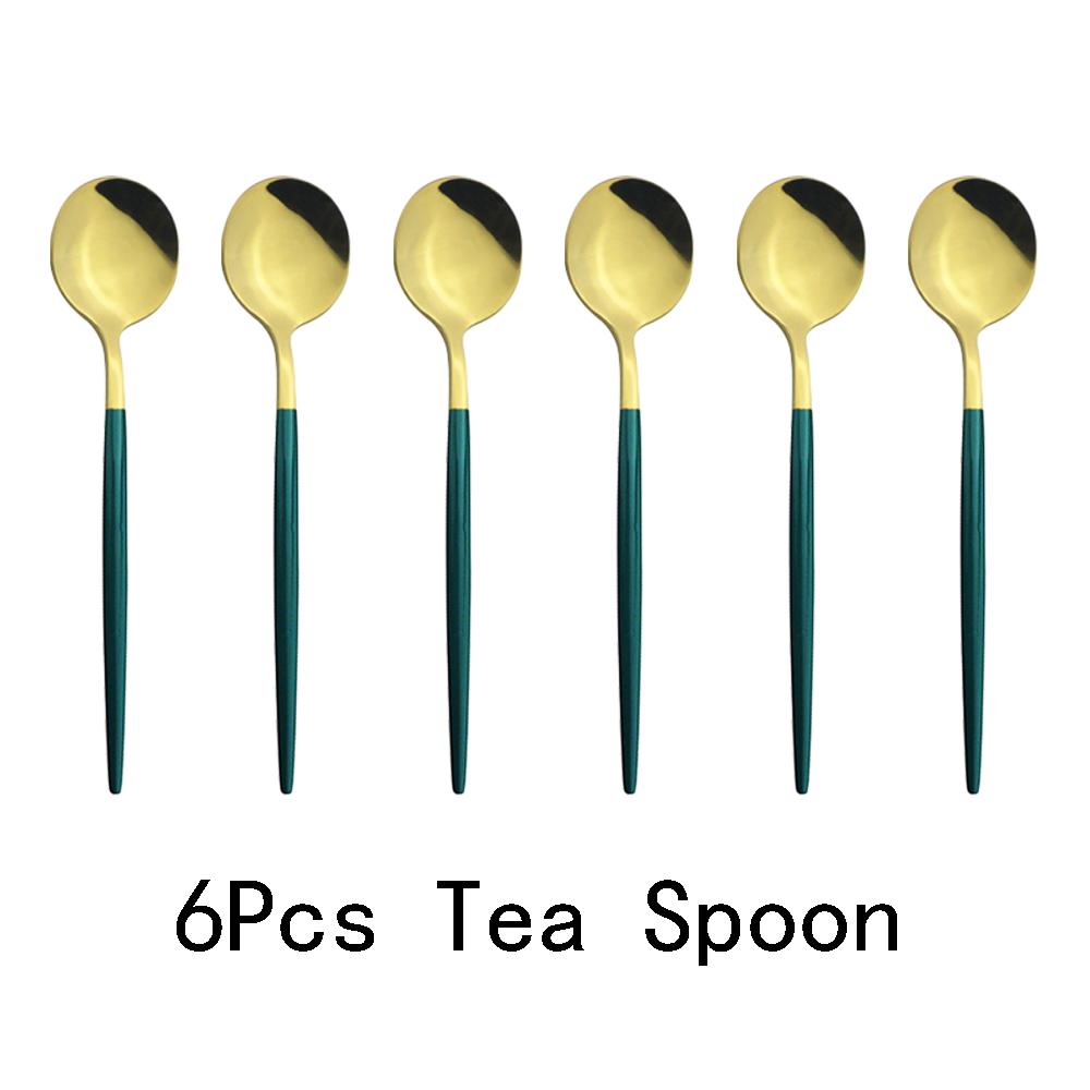 6pcs Mirror Stainless Steel Cutlery Set Multicolor Dinnerware Spoon Set Dinner Set Coffee Tea Spoon Tableware Home Kitchen Silverware