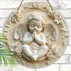 Adorable Cherub Wooden Sign - Angel Round Sign for Front Door Wall Hanging Decor - Ideal Home Hanging Ornament
