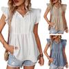 Womens Summer Short Sleeve Lace Up V Neck T Shirt Casual Peplum Tops Comfort Loose Fitting Blouses Tunics Tops Tees