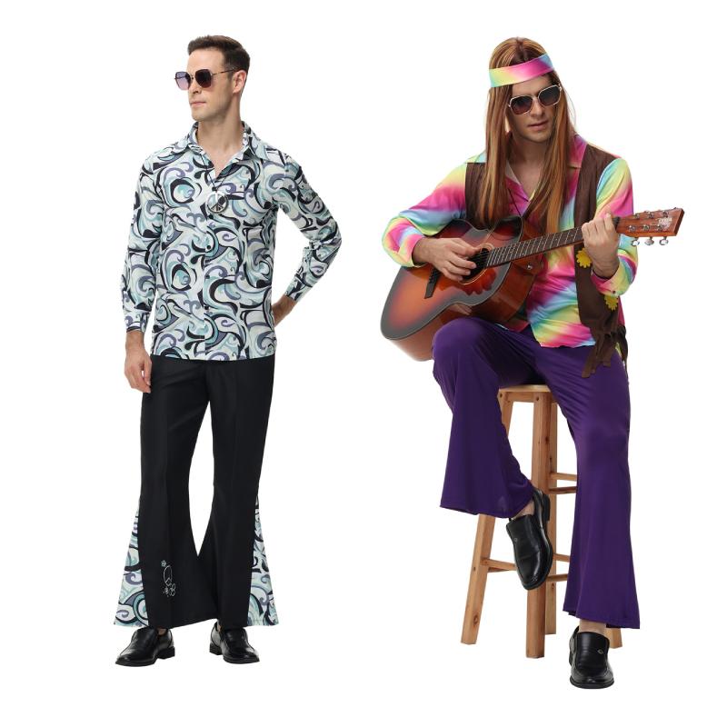 Винтажный костюм для дискотеки на Хэллоуин, косплей, хип-хоп, тематика 70-х, хиппи, для вечеринок
