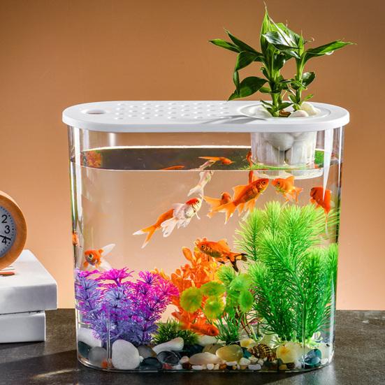 Стильная настольная миска для рыбы с отверстиями и крышкой, гидропоника, почвенная культура, идеально подходящая для декора дома или офиса