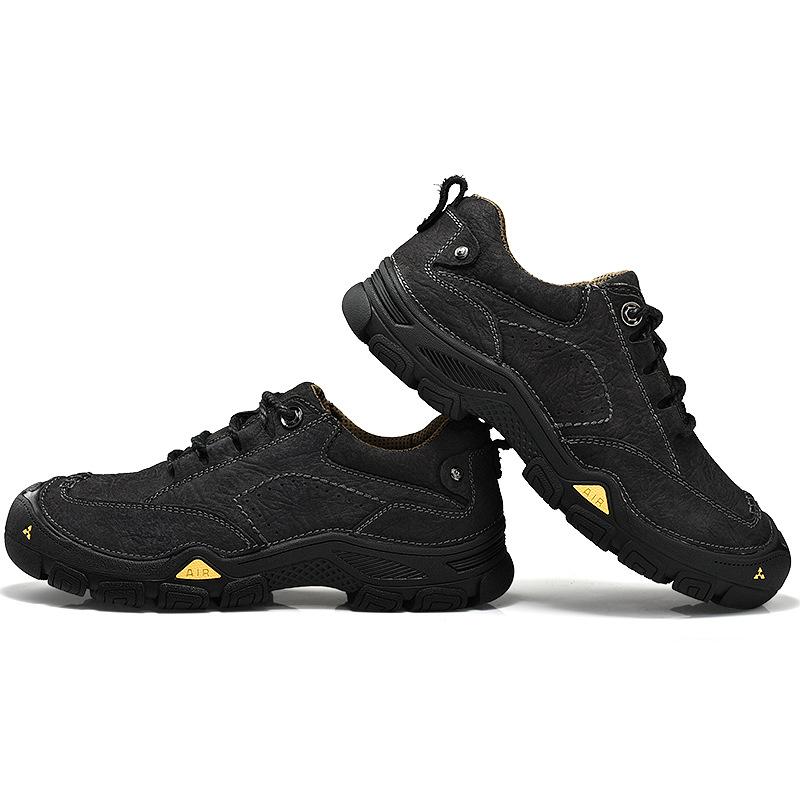 Мужские осенние кожаные дышащие мужские уличные повседневные кожаные туфли нескользящие водонепроницаемые походные туфли мужская обувь