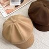 Casual Solid Color Octagonal Hat Big Head Circumference Windproof Bowler Hat Gold Label Painter Cap Women