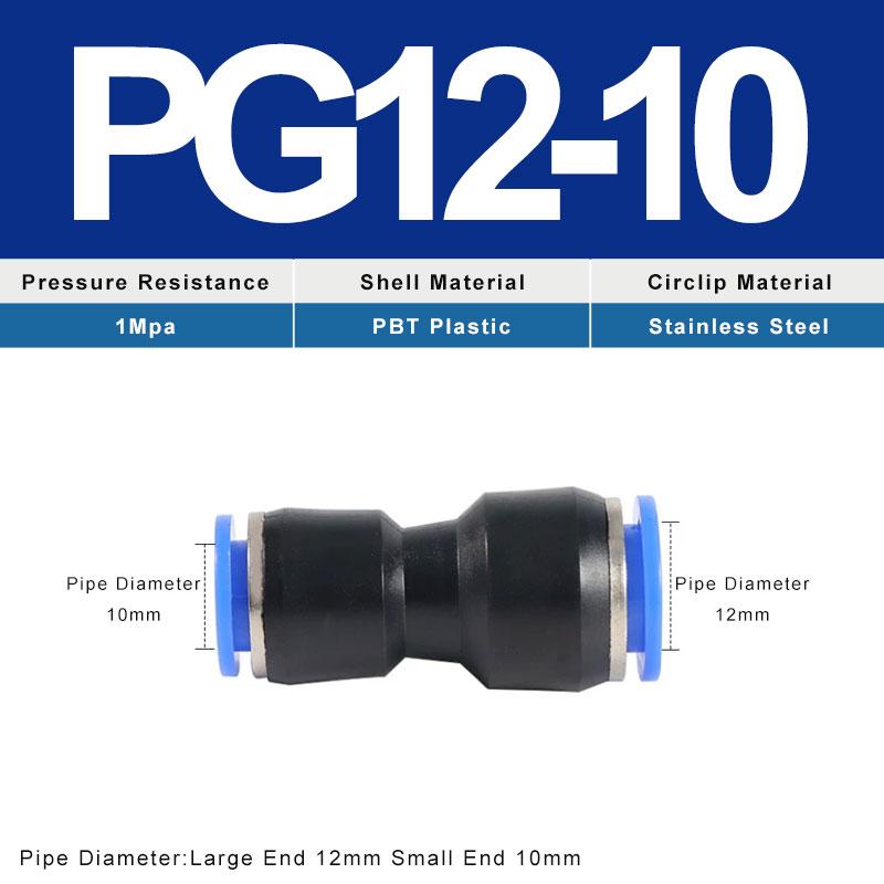 PG Pneumatic Fittings 2-Way Straight Connector Diameter Reduce For 8mm-6mm/6mm-4mm For Pneumatic Tube Air Hose Ventilation Valves 4