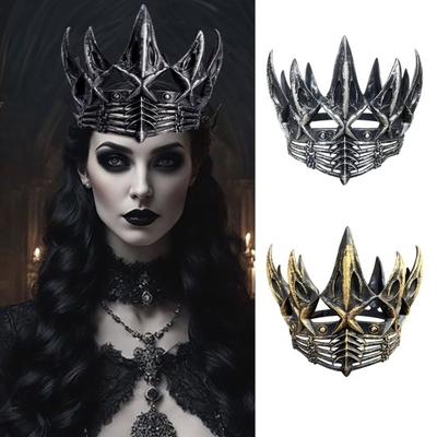 Повязка на голову в виде короны злой королевы для взрослых, готический головной убор для средневековой вечеринки в честь Хэллоуина, маскарада, сценического представления
