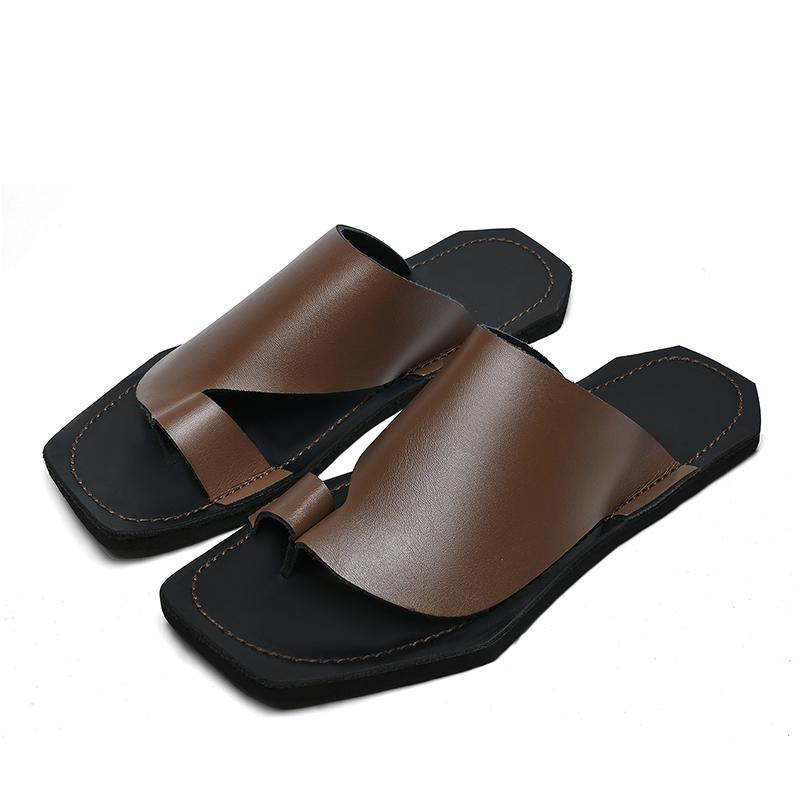 Fashion Summer Outdoor Beach Casual Leather Slippers Fashion Tha Aret Anti-slip Anti-odor Minimalist Shoes Men Comfy Soft Bottom Sandals