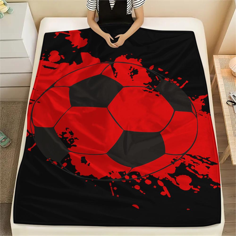 Red Element Cherry Football Print Flannel Blanket,High quality Comfortable for All Seasons,Home Decor,Warmth and Comfort,Perfect for Christmas Gifts