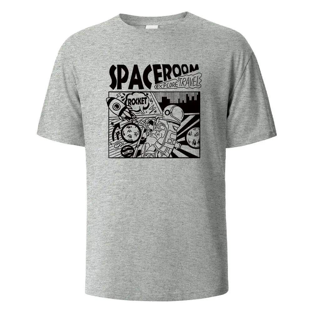 Мужская футболка с принтом Spaceroom Funny 100% хлопок оверсайз с коротким рукавом футболки для мужчин женщин летняя мода повседневные топы с круглым вырезом