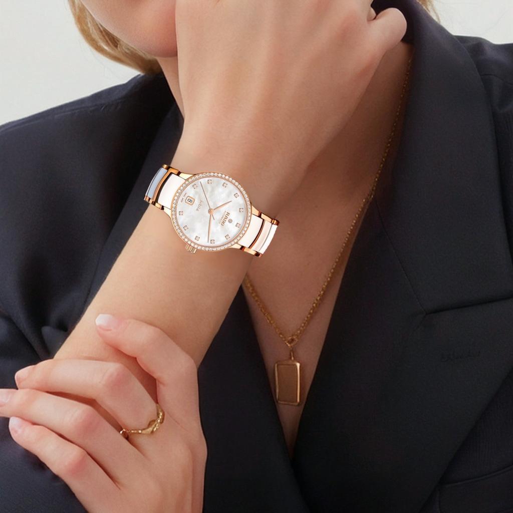 RADO Часы Серии Radar Crystal Автоматический Механический Механизм Водонепроницаемость 50 метров Швейцарские Часы 35 мм Белый Циферблат Нержавеющая Сталь Керамический Ремешок R30230902