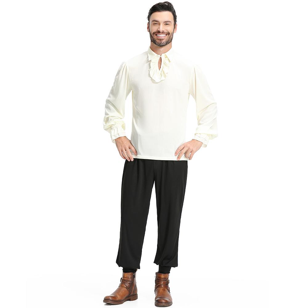 Взрослый Мужской Вампир Ренессанс Пират Рыцарь Жилет Футболка Брюки Комплект Хэллоуин Косплей Костюмы Наряд для Ролевых Игр