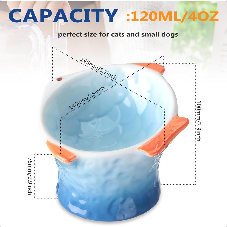 2 шт. Приподнятая наклонная керамическая миска для кошачьего корма в форме рыбки, милая приподнятая наклонная неглубокая угловая кошачья миска, нескользящая миска-кормушка для муравьев