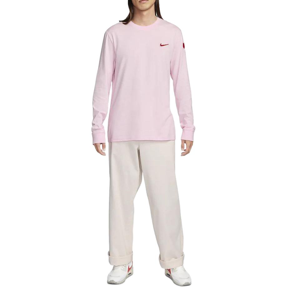 Nike Valentine's Day Collection T Shirts Men's Foam Pink Crew Neck Moderate Straight Fit FV3994-663