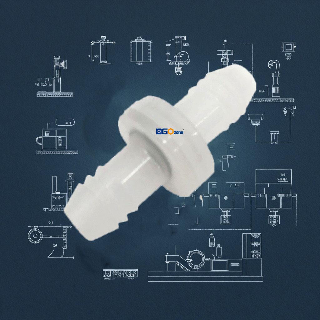 3/8in PVDF Non-Return Check Valve Ozone-Proof One-Way Valve for Ozone System Ozone Proof Valve SPA Aquarium Air Pump Connector