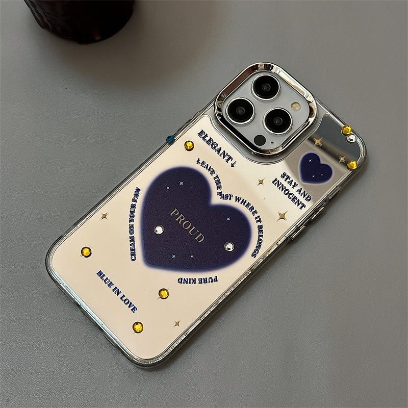 Чехол Zhitai для iPhone 15 Pro Max с рисунком 'Love': Совместимо с iPhone 13, 16, 12 Pro Max и 14 - Дизайн «Три в одном» с зеркалом.