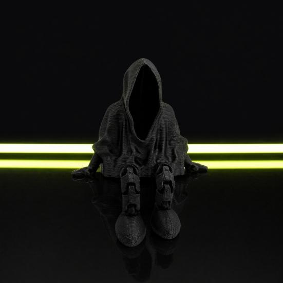 yangyizhi 3D Printed Mysterious Black Robe Figurine, Articulated Sitting Statue with Movable Legs, Gothic Desktop Ornament for E-sports Gaming Decor