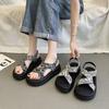 Sandals Women's Summer Versatile Cross Embroidery with Skirt Cool Slippers Platform Beach Shoes