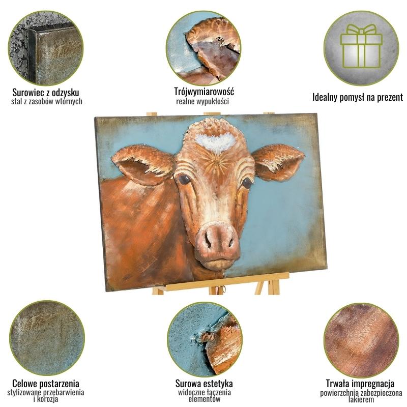 3D metal picture LOFT NATURE COW 3 90x60