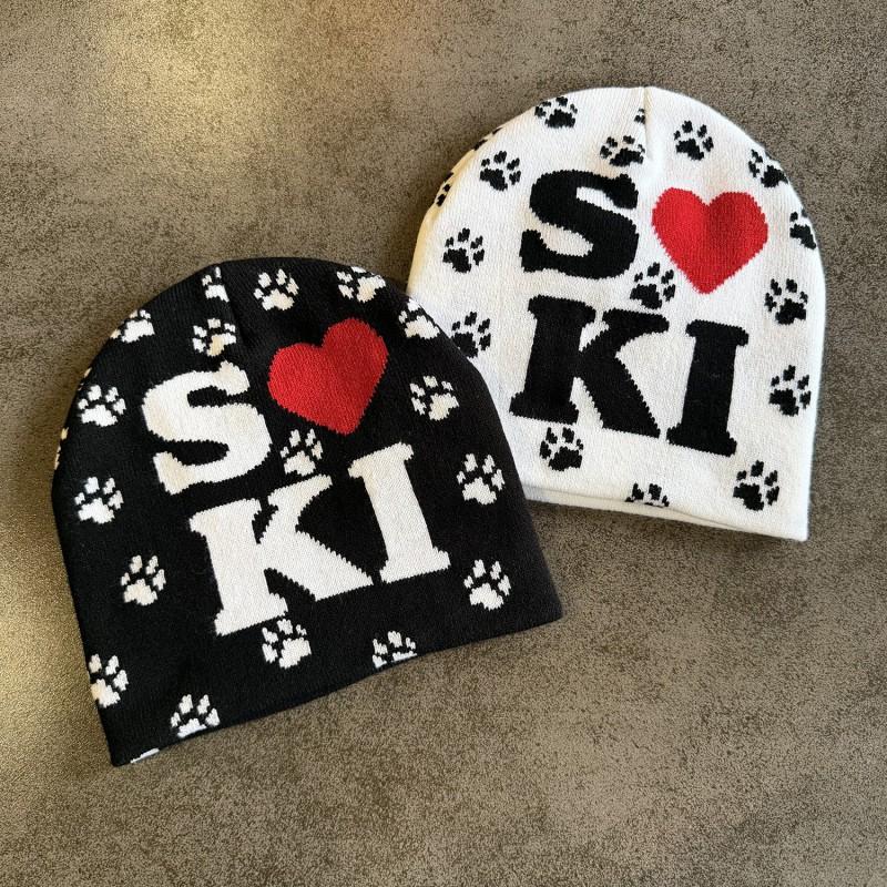 Korean Cute Cat Reversible Knit Beanie Winter Outdoor Ski Warm Hat Women