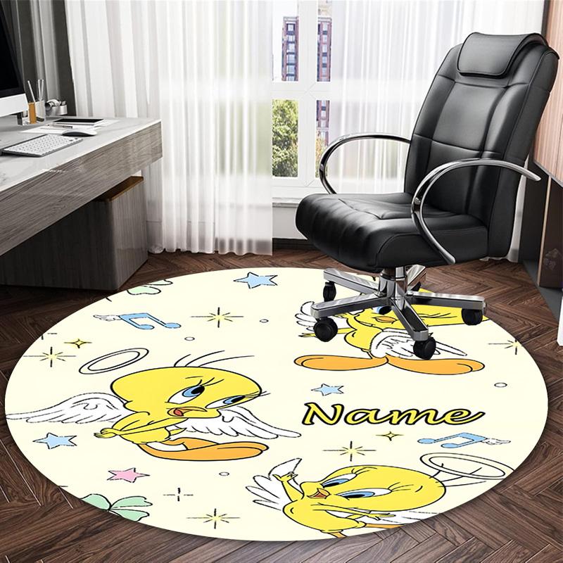 Customizable T-Tweety2 Round Non-Slip Carpet - Ideal for Garden, Picnic, Office, Perfect for Decoration, Suitable For All Seasons