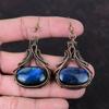 Labradorite Earring Copper Wire Wrapped Earring Natural Gemstone Earrings Copper Jewelry Ethnic Style Earring Handmade Jewelry Wedding Gift