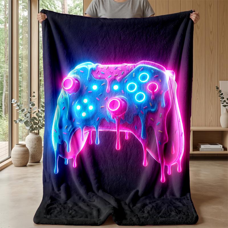 Neon Gaming Gear Theme blanket Lightweight Warm Flannel Blanket Decorative Throw Blanket for Home Decoration