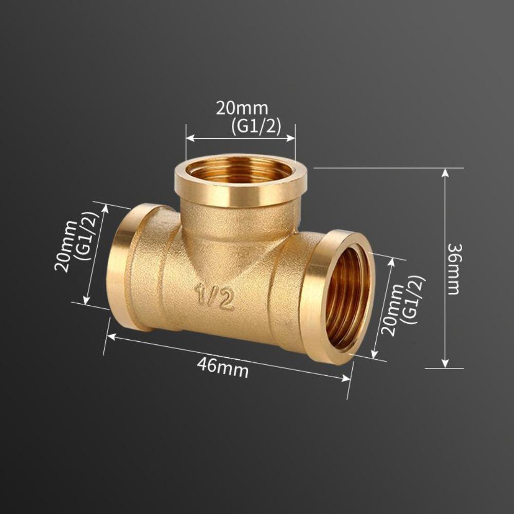 New 1/2 BSP Pneumatic Plumbing Connector Tee Type Male/Female Thread Copper Fittings Water Oil Gas Adapter