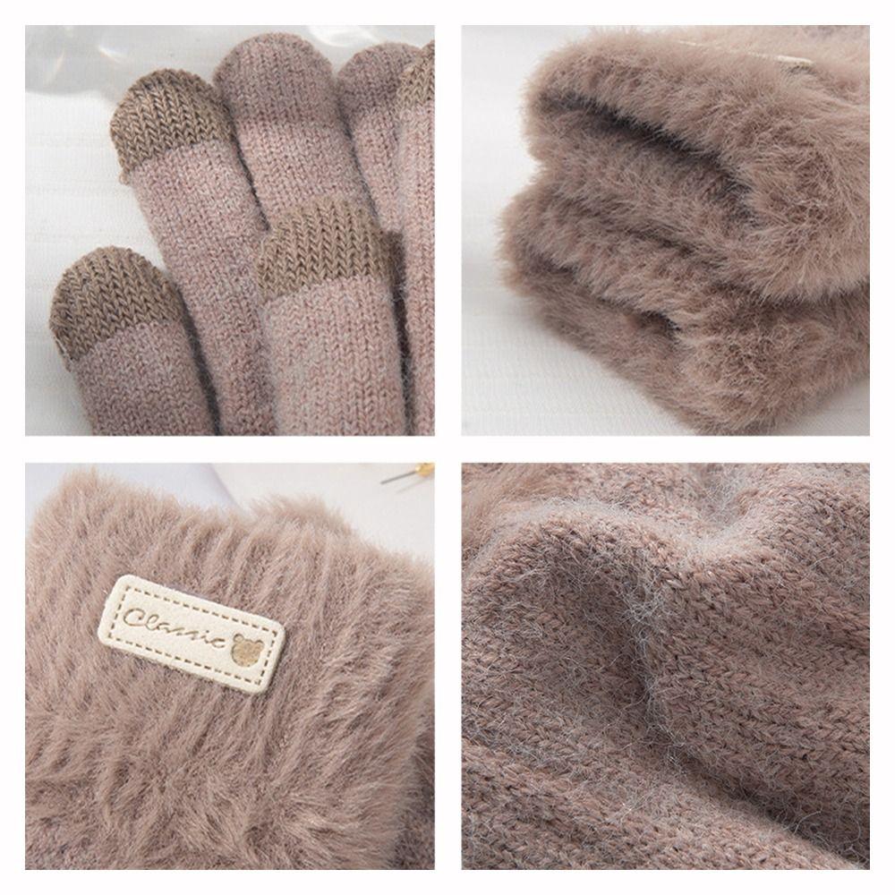 Windproof Warm Gloves Touch Screen Short Mittens Fashion Knitted Gloves  Autumn Winter